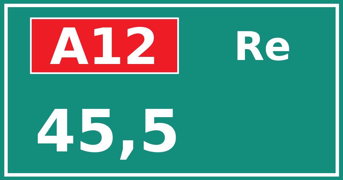 Hectometerbord A12 45,5 zijde Re