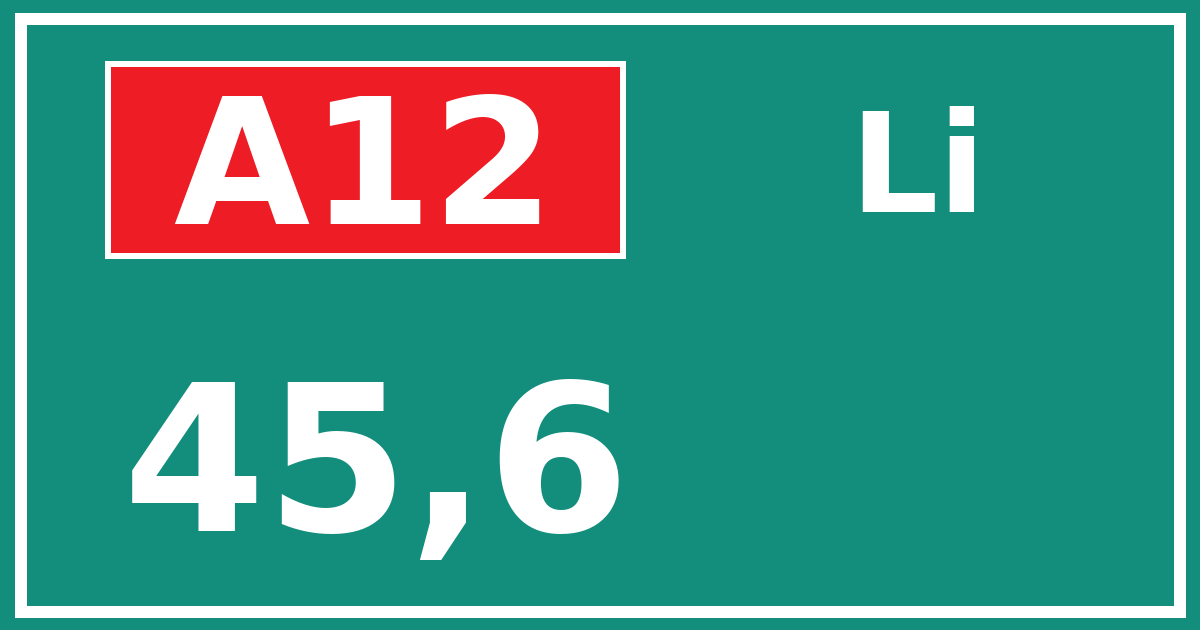 Hectometerbord A12 45,6 zijde Li