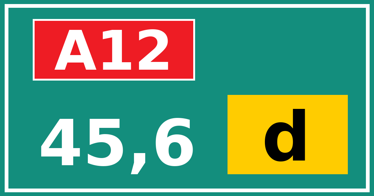 Hectometerbord A12 45,6 letter d