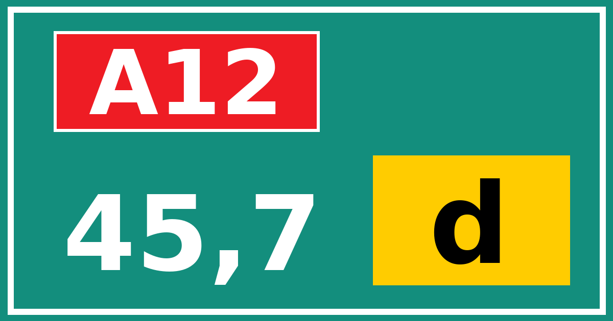 Hectometerbord A12 45,7 letter d