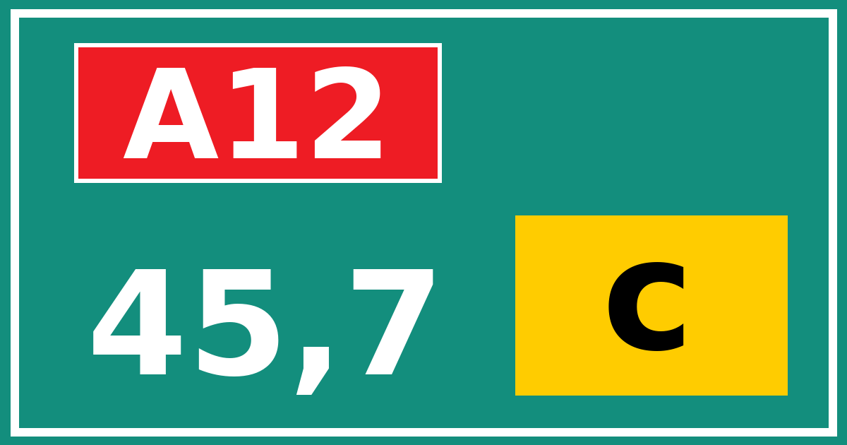 Hectometerbord A12 45,7 letter c