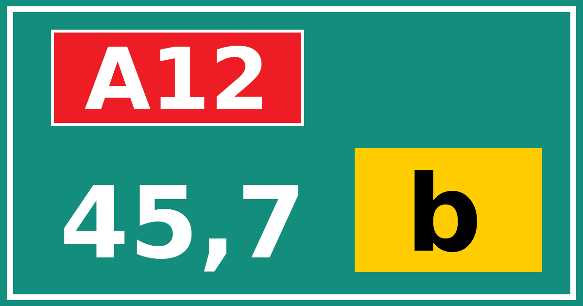 Hectometerbord A12 45,7 letter b