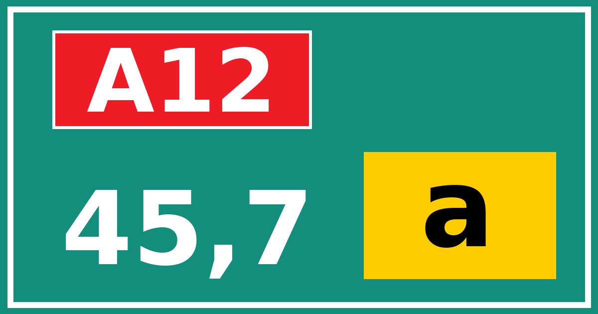 Hectometerbord A12 45,7 letter a