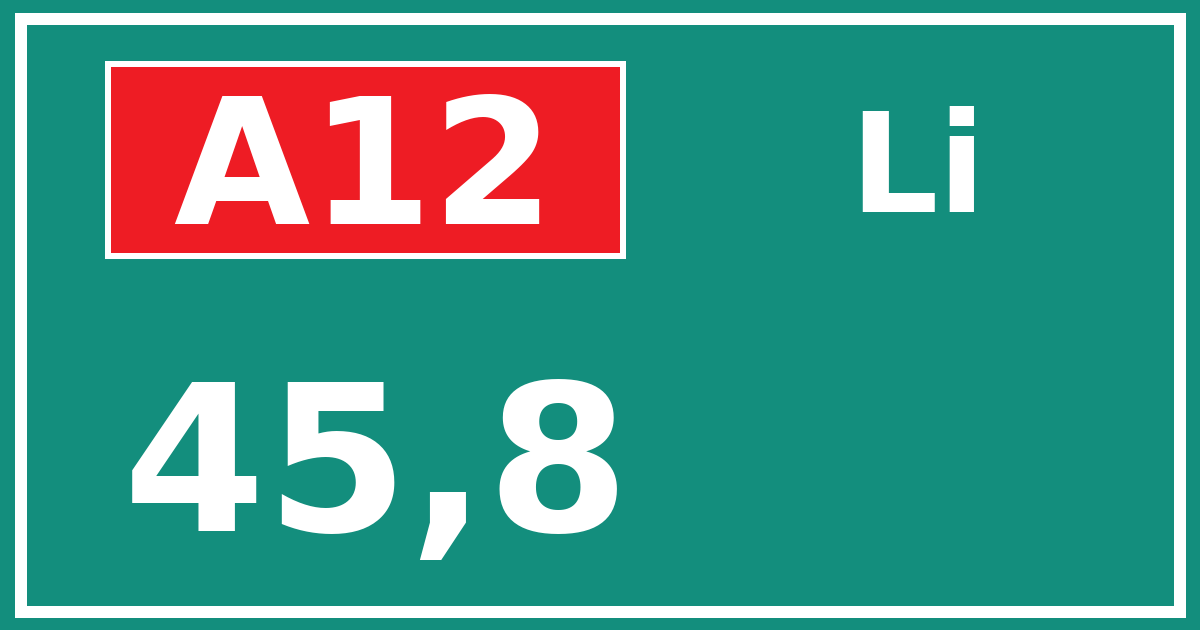 Hectometerbord A12 45,8 zijde Li