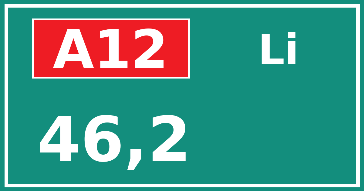 Hectometerbord A12 46,2 zijde Li