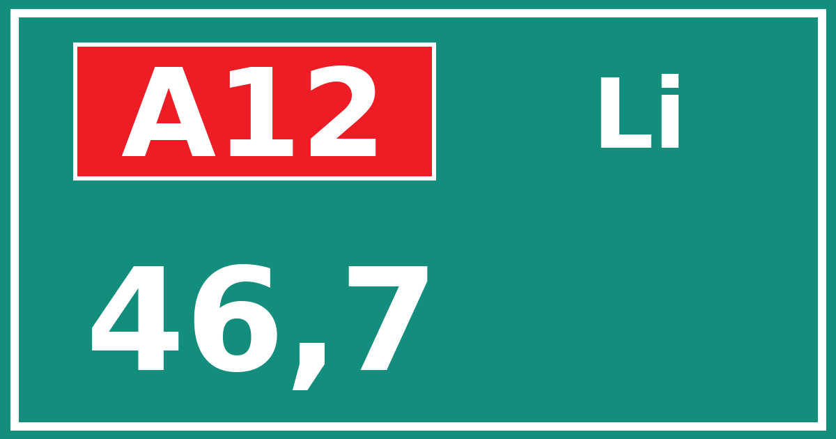 Hectometerbord A12 46,7 zijde Li