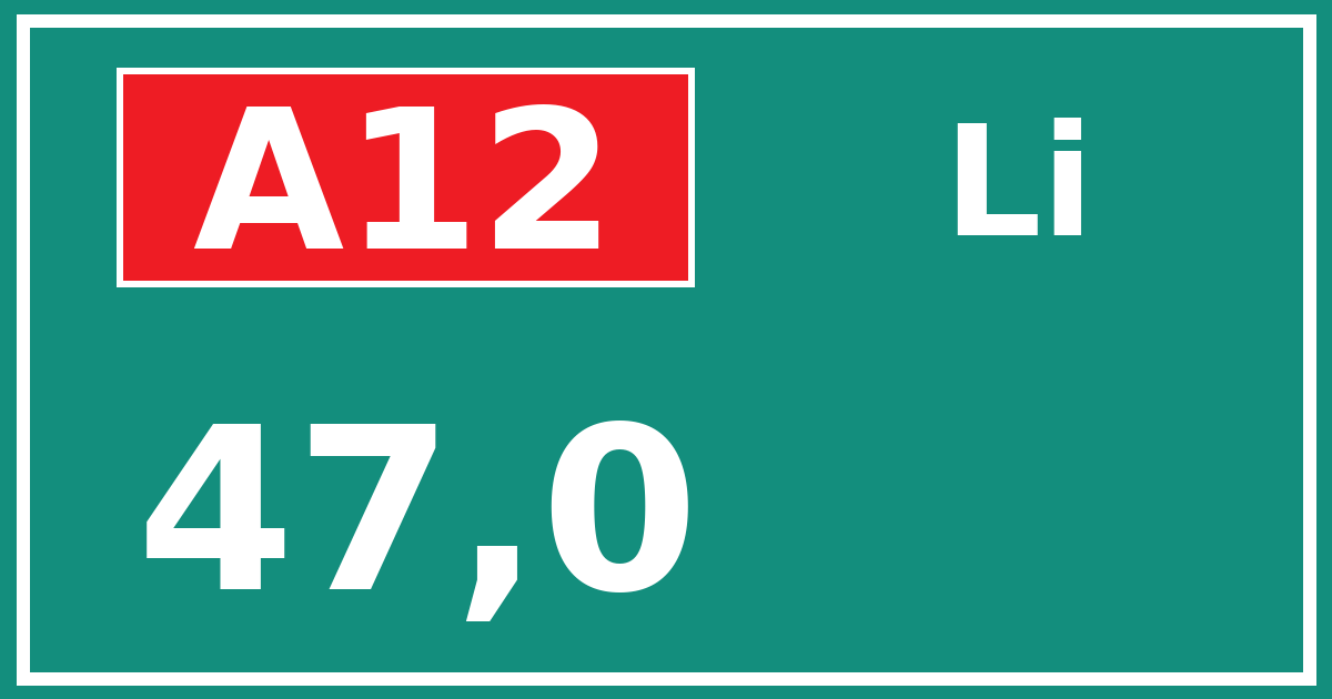 Hectometerbord A12 47,0 zijde Li