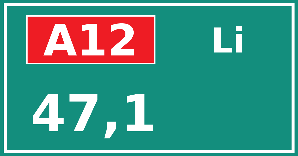 Hectometerbord A12 47,1 zijde Li