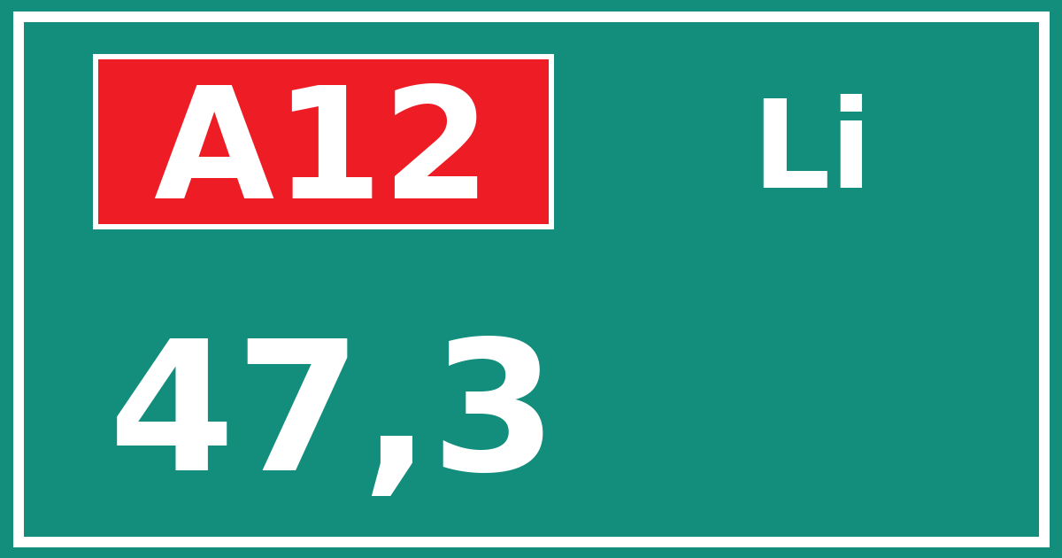 Hectometerbord A12 47,3 zijde Li