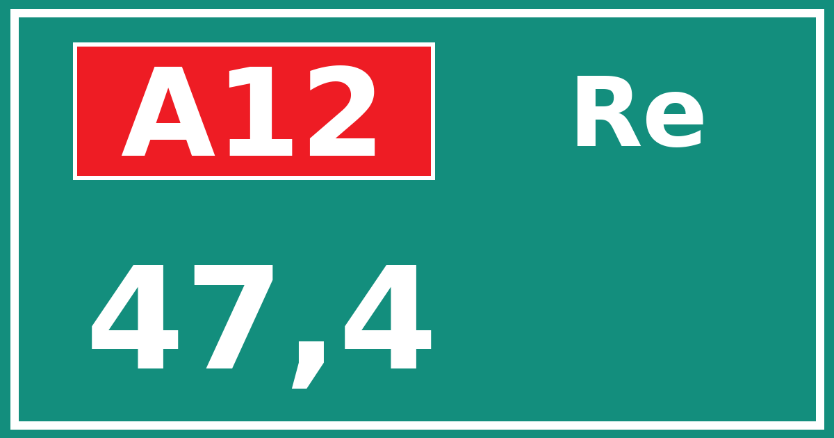 Hectometerbord A12 47,4 zijde Re