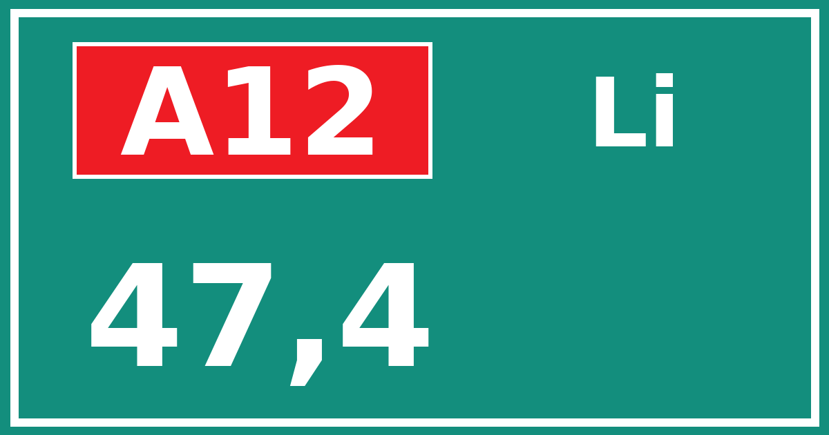 Hectometerbord A12 47,4 zijde Li