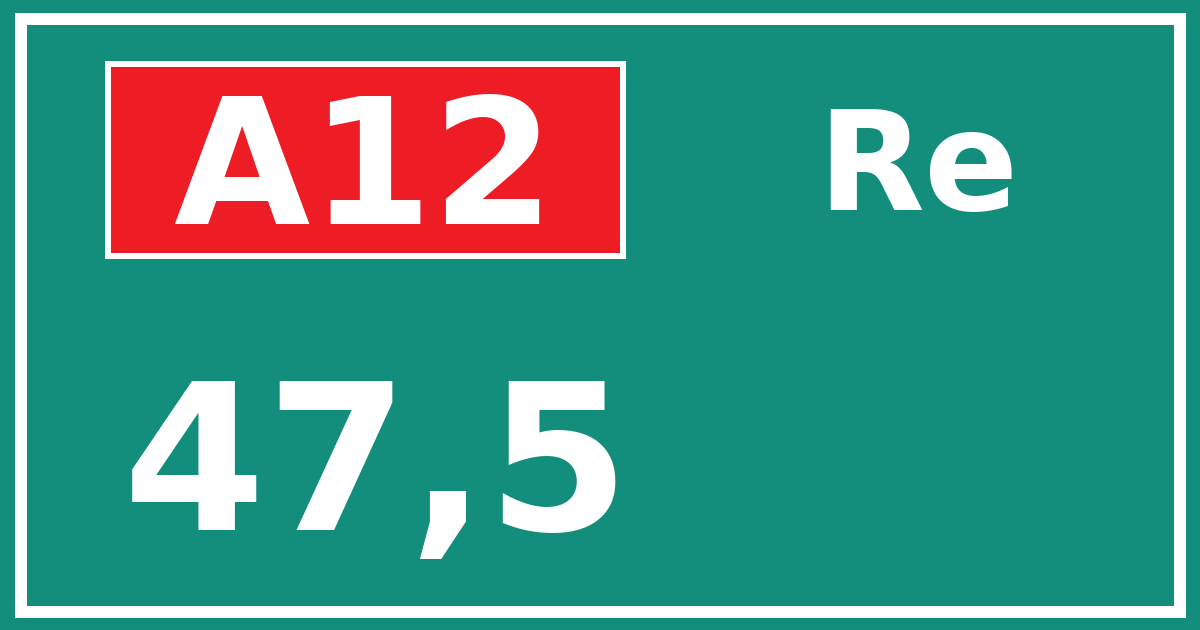 Hectometerbord A12 47,5 zijde Re