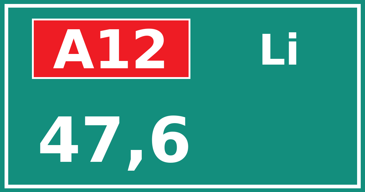 Hectometerbord A12 47,6 zijde Li
