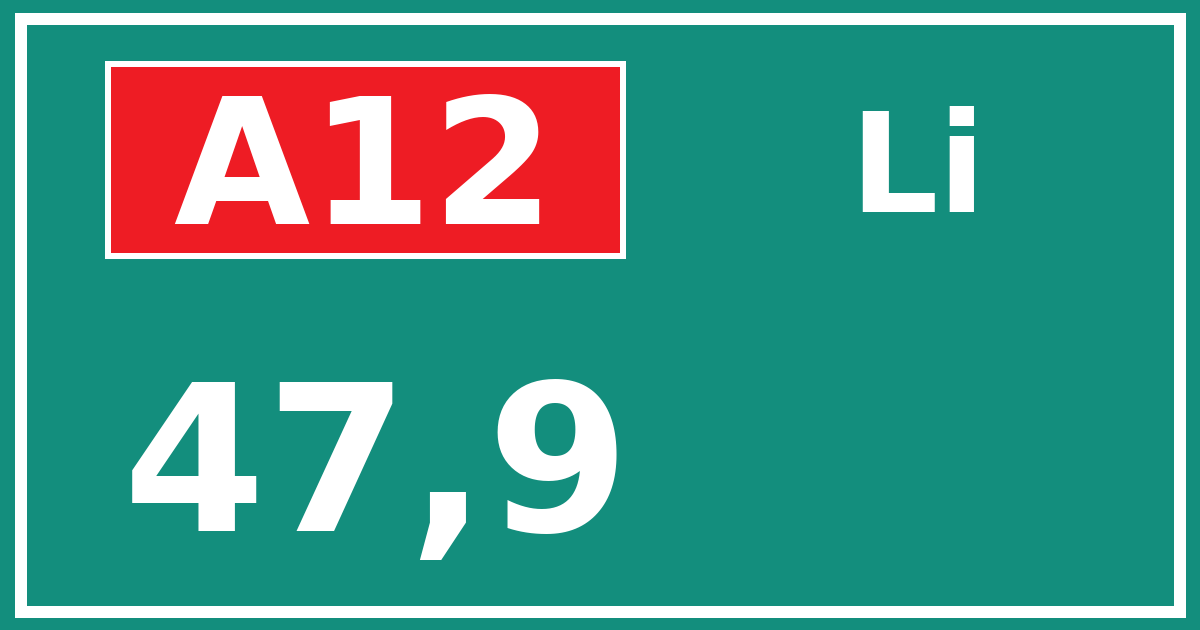 Hectometerbord A12 47,9 zijde Li