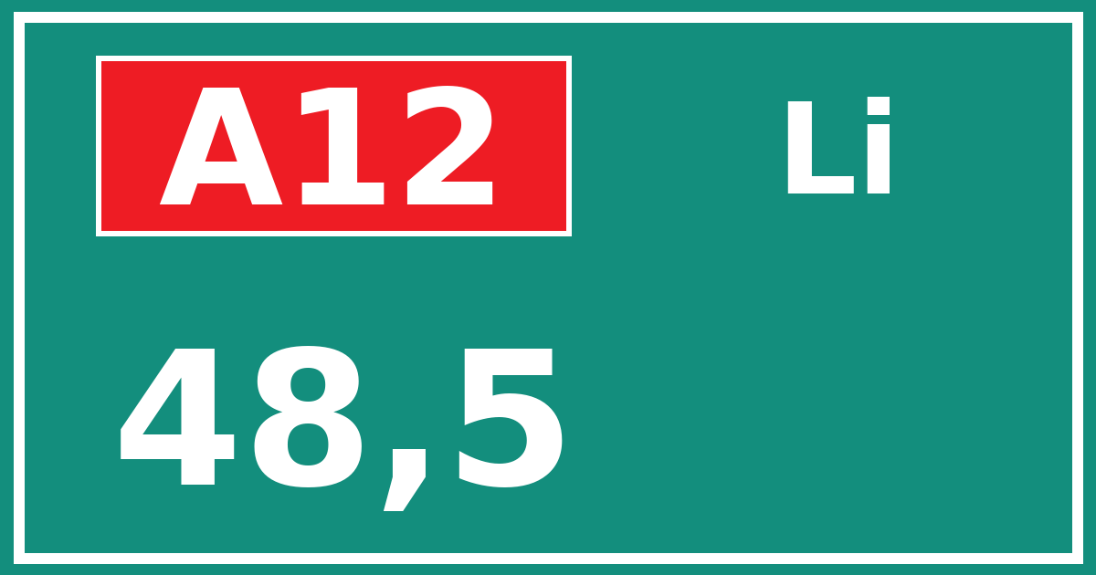 Hectometerbord A12 48,5 zijde Li