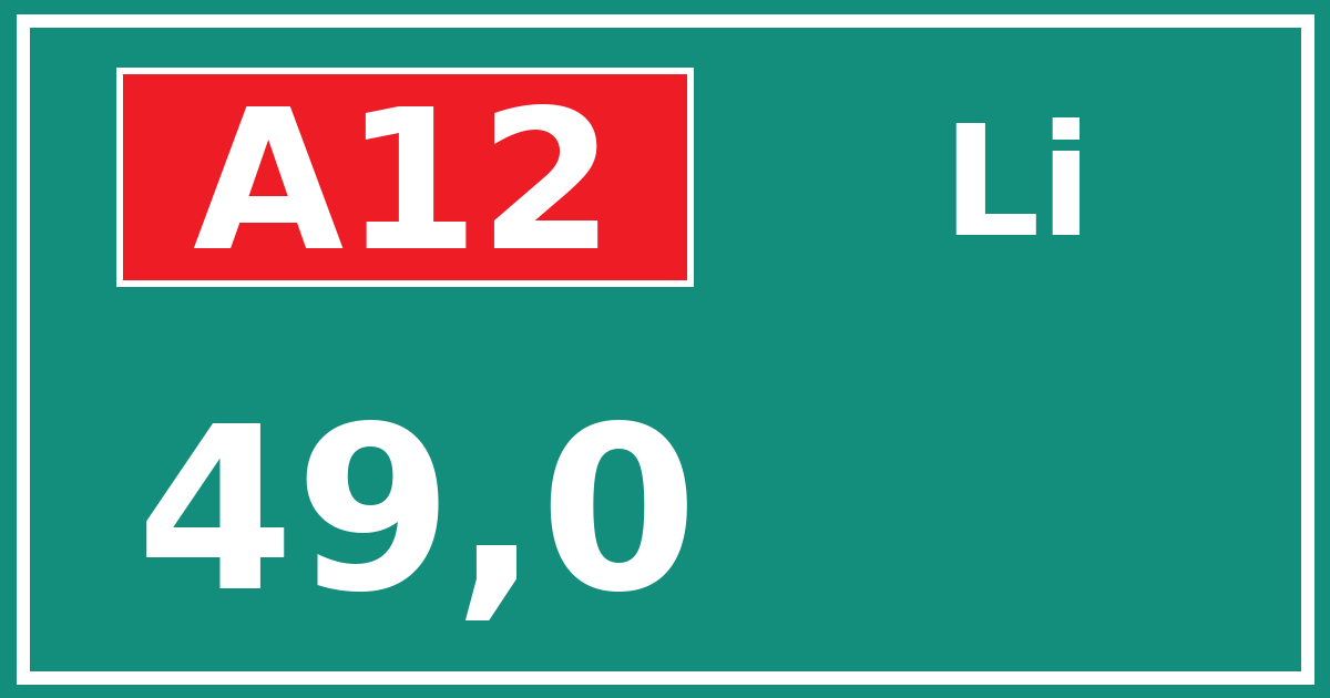 Hectometerbord A12 49,0 zijde Li
