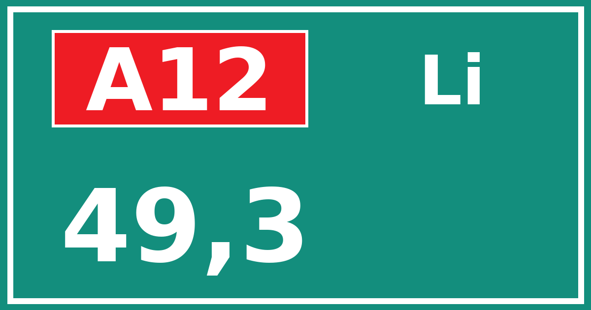 Hectometerbord A12 49,3 zijde Li