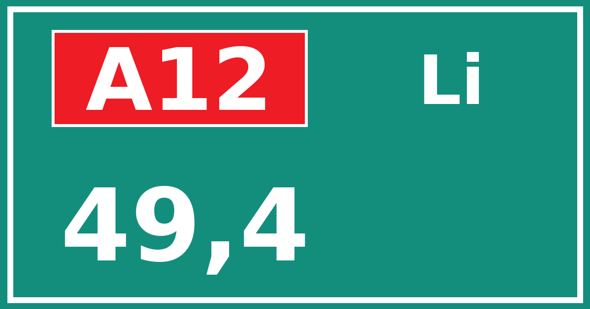 Hectometerbord A12 49,4 zijde Li