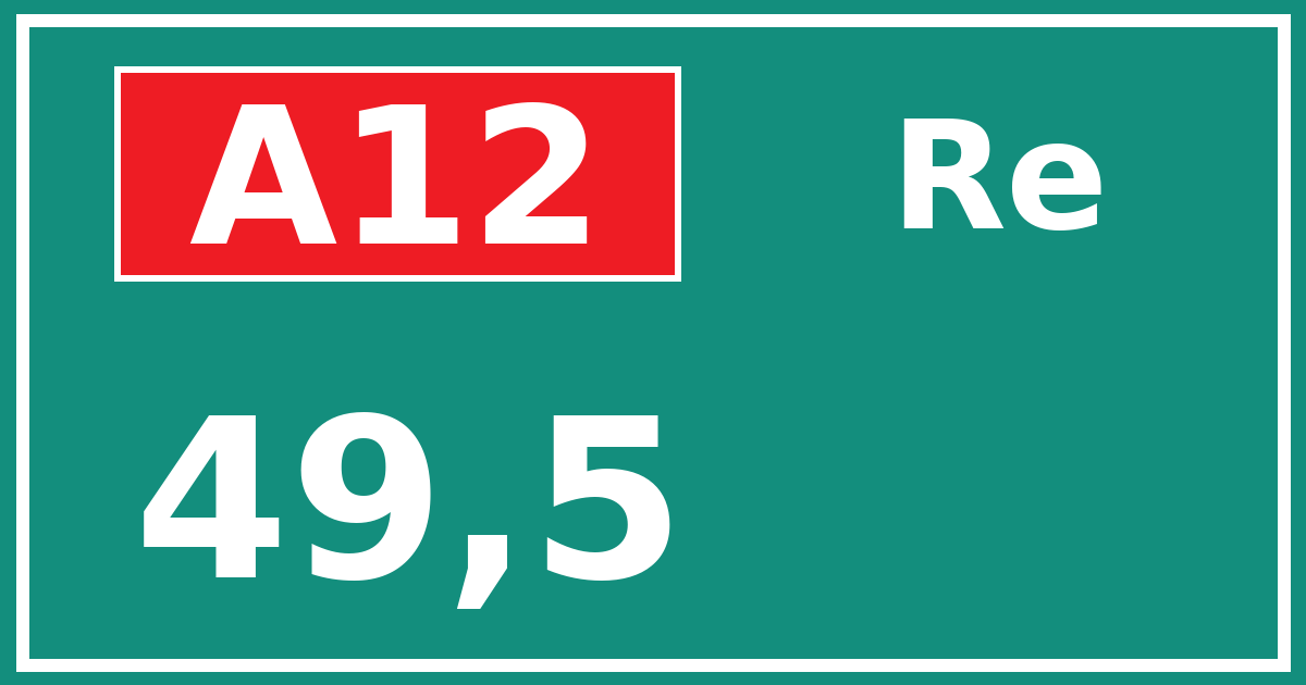 Hectometerbord A12 49,5 zijde Re