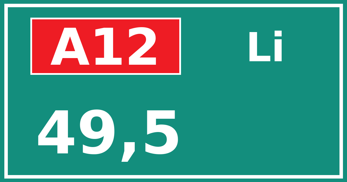 Hectometerbord A12 49,5 zijde Li
