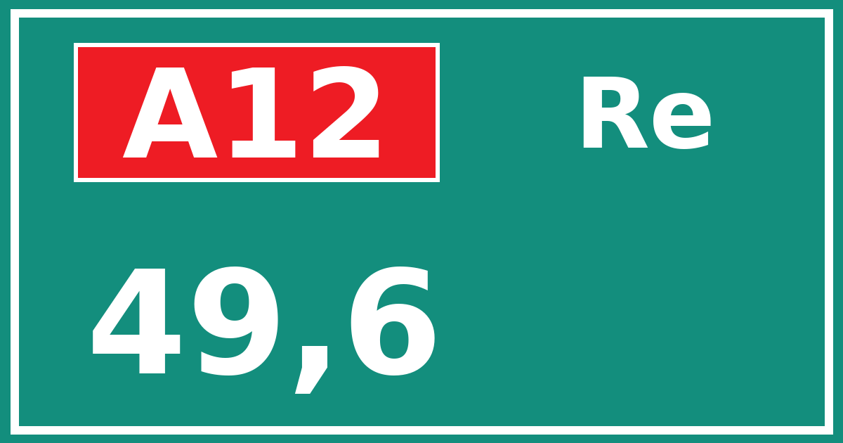 Hectometerbord A12 49,6 zijde Re