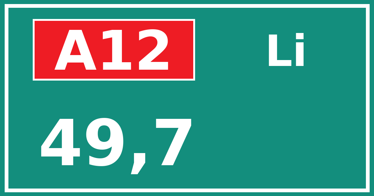 Hectometerbord A12 49,7 zijde Li