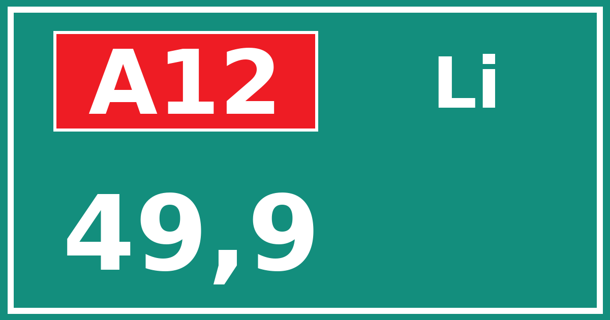 Hectometerbord A12 49,9 zijde Li