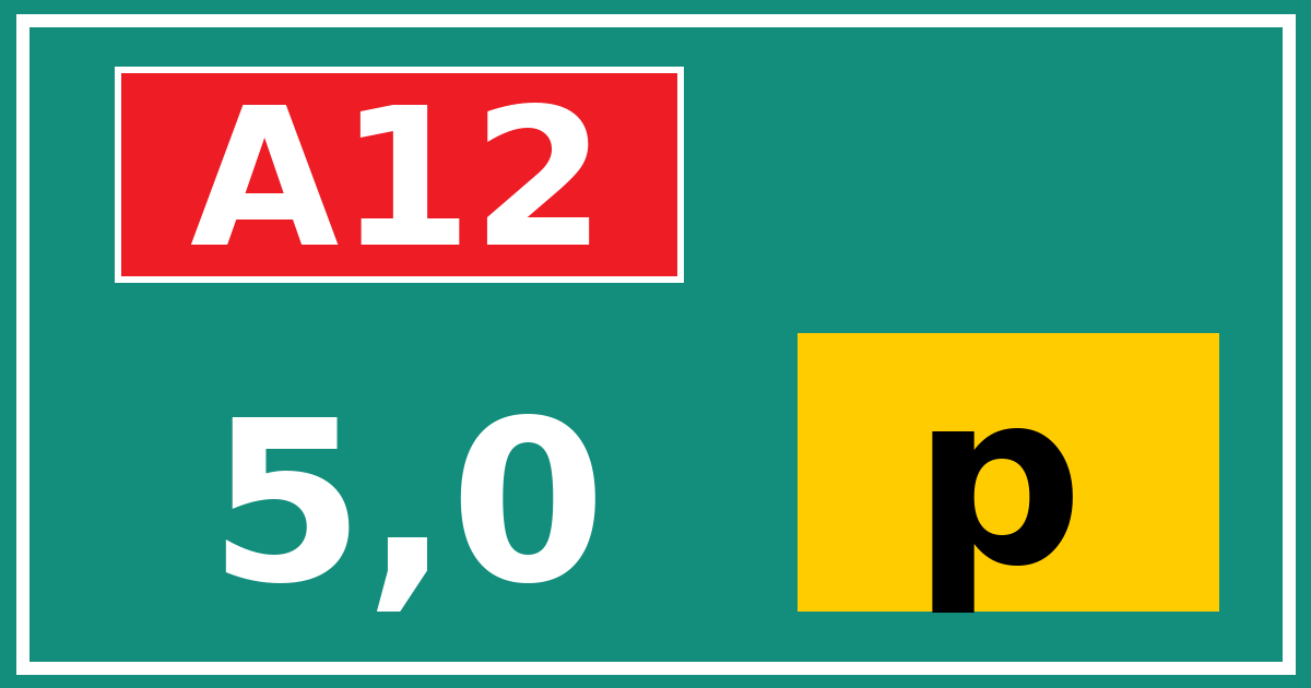 Hectometerbord A12 5,0 letter p