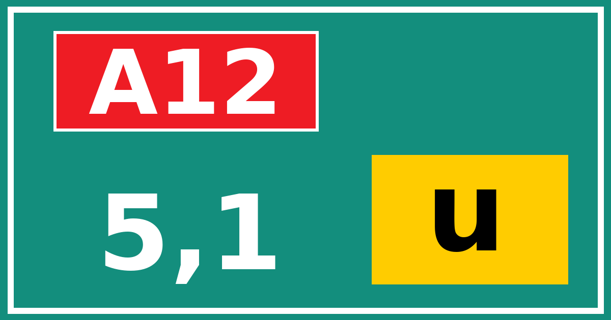 Hectometerbord A12 5,1 letter u