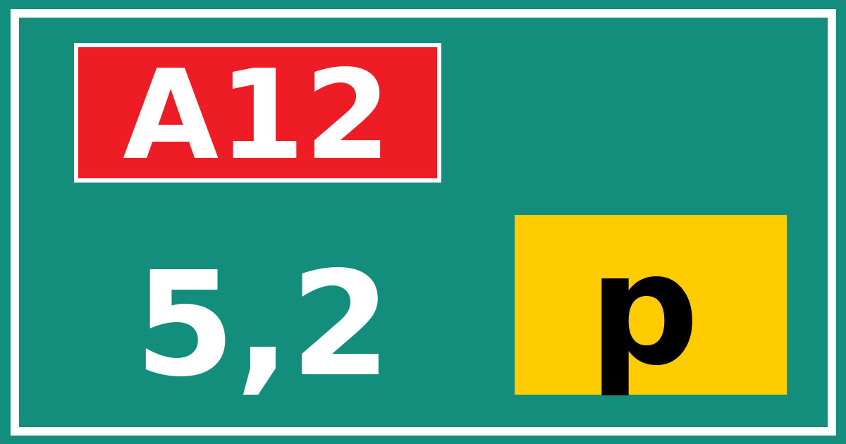 Hectometerbord A12 5,2 letter p