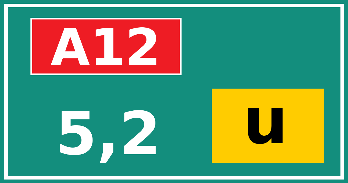 Hectometerbord A12 5,2 letter u