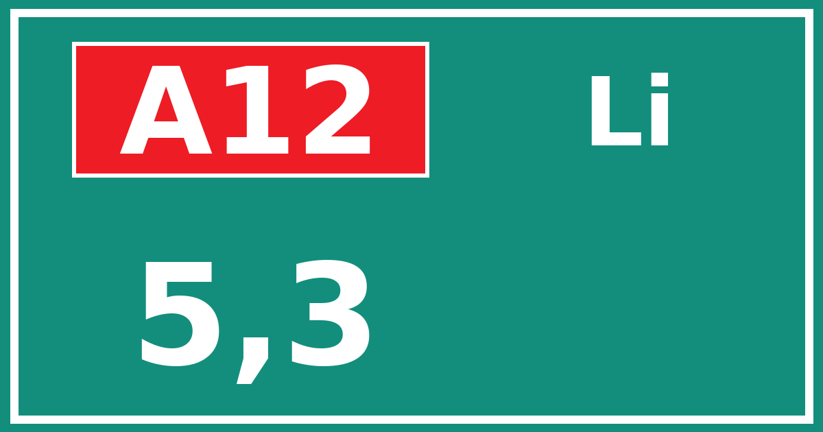 Hectometerbord A12 5,3 zijde Li