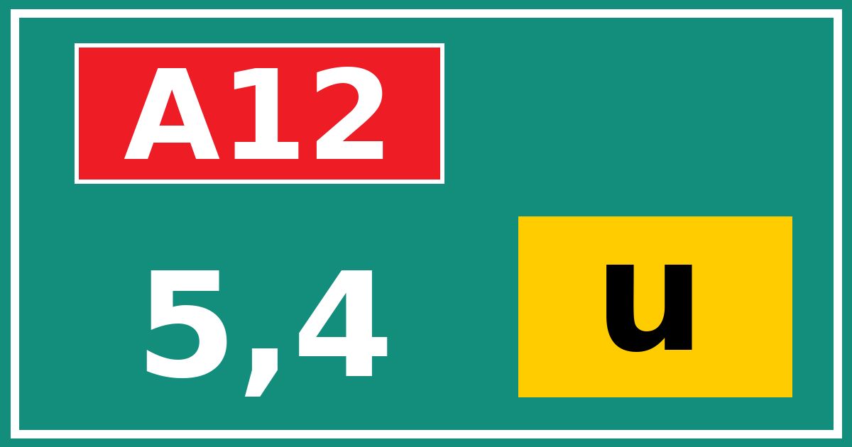 Hectometerbord A12 5,4 letter u
