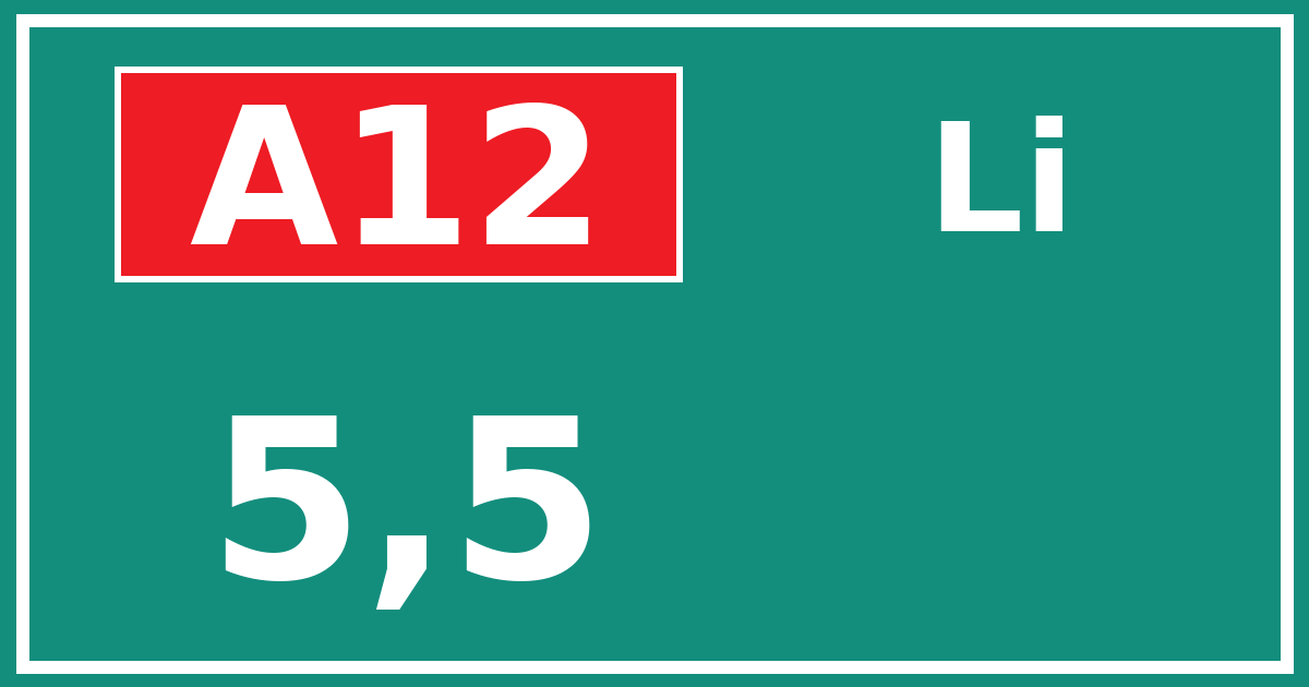 Hectometerbord A12 5,5 zijde Li