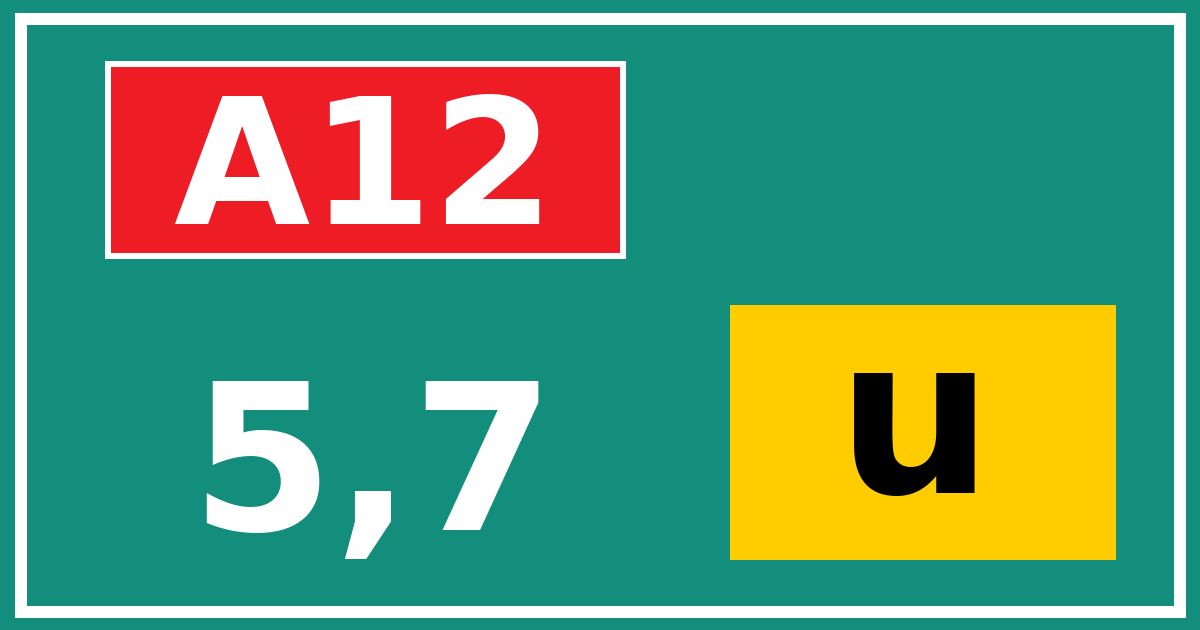Hectometerbord A12 5,7 letter u
