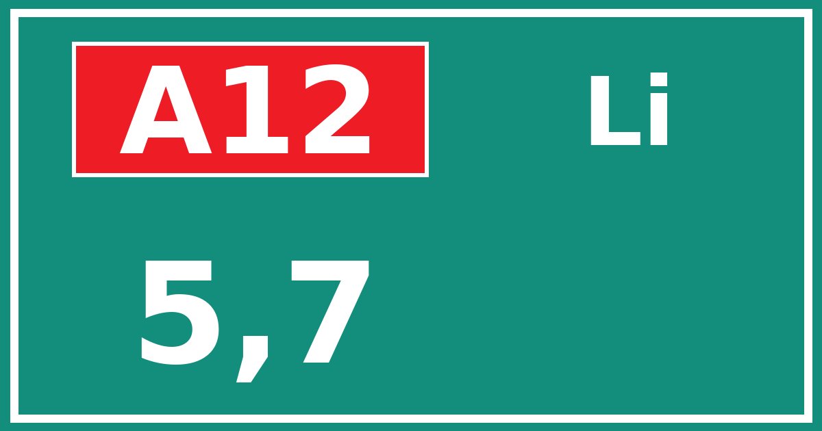 Hectometerbord A12 5,7 zijde Li