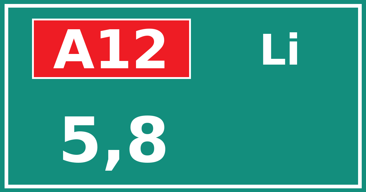 Hectometerbord A12 5,8 zijde Li