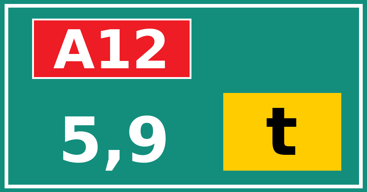Hectometerbord A12 5,9 letter t