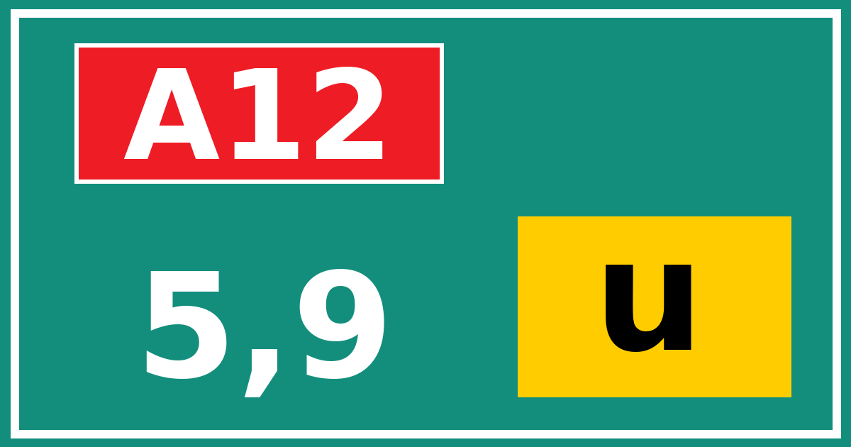 Hectometerbord A12 5,9 letter u