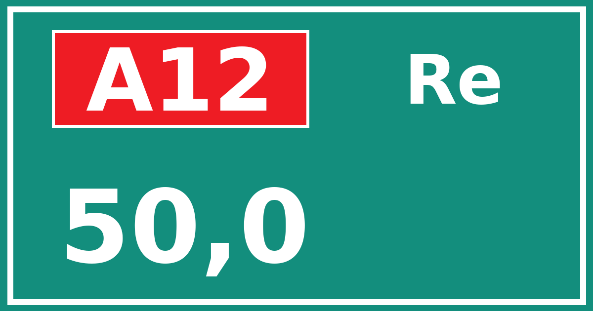 Hectometerbord A12 50,0 zijde Re
