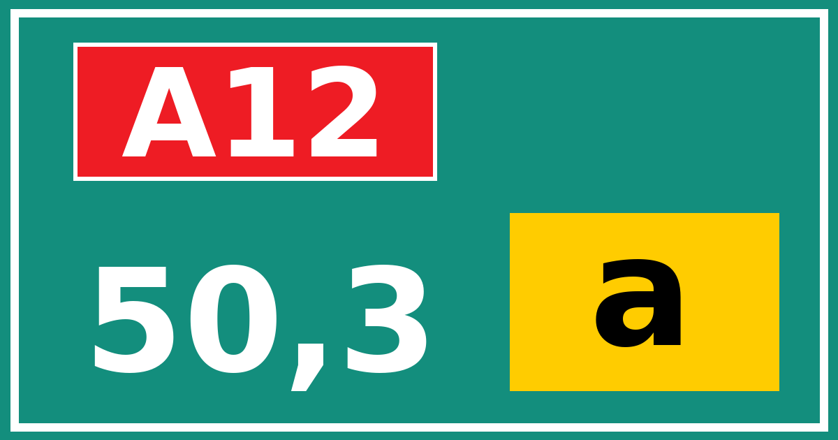 Hectometerbord A12 50,3 letter a