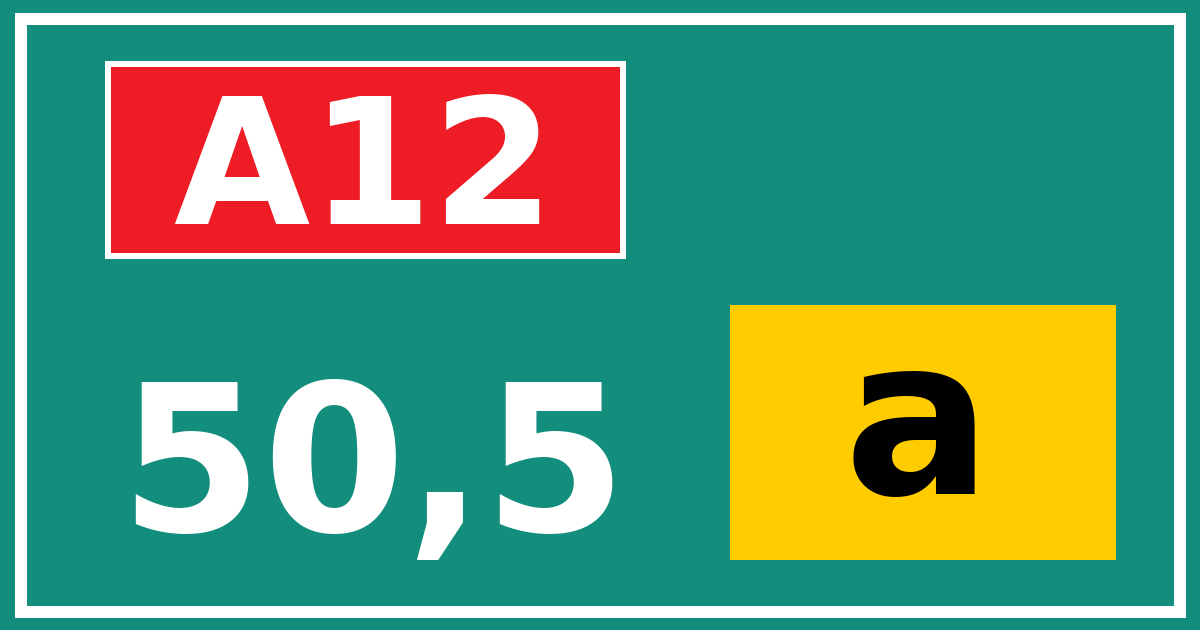 Hectometerbord A12 50,5 letter a