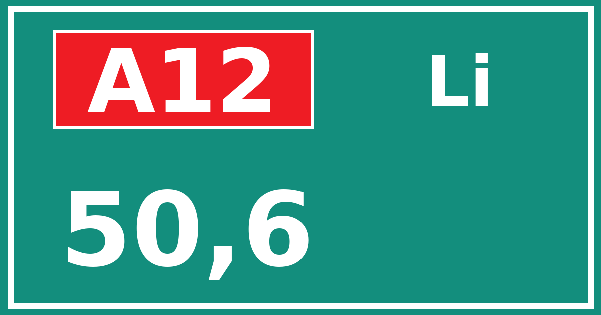 Hectometerbord A12 50,6 zijde Li