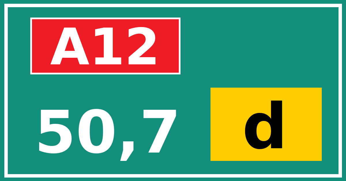 Hectometerbord A12 50,7 letter d