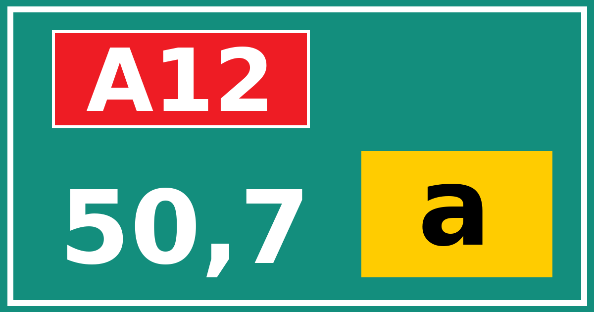 Hectometerbord A12 50,7 letter a