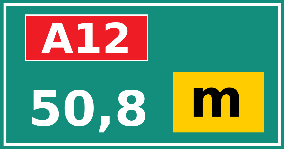 Hectometerbord A12 50,8 letter m