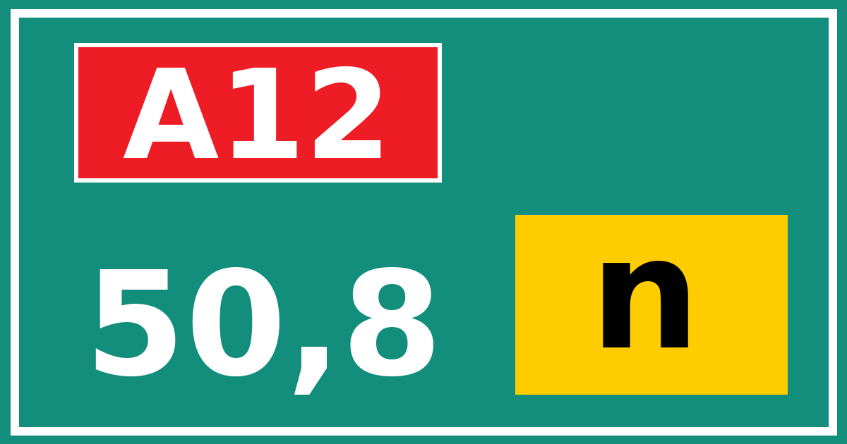 Hectometerbord A12 50,8 letter n