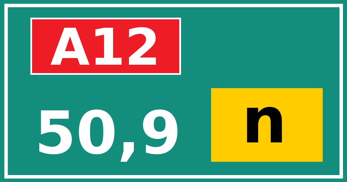 Hectometerbord A12 50,9 letter n