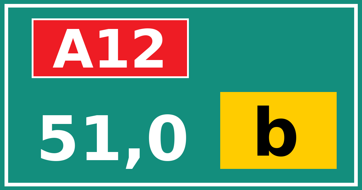 Hectometerbord A12 51,0 letter b
