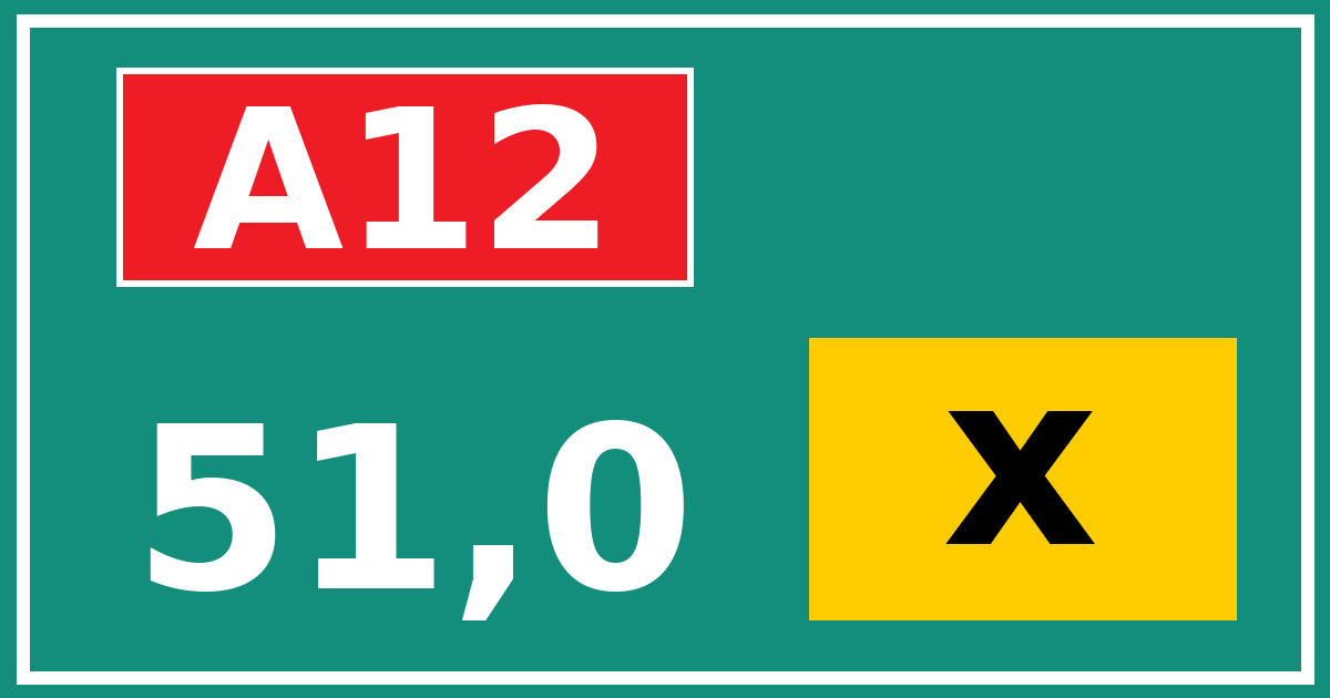 Hectometerbord A12 51,0 letter x